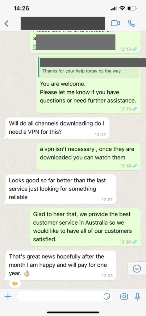 IPTV Greatest WhatsApp support screenshot 3